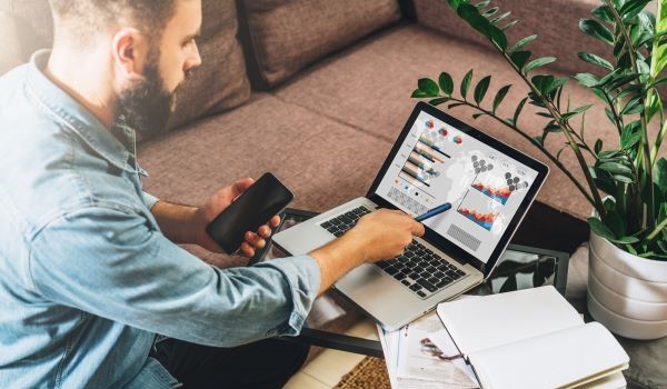 A man working at his laptop