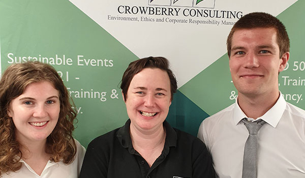 A portrait photo of three people from the Crowberry Consulting Ltd team