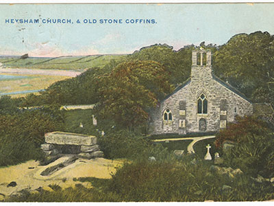 a postcard of a beach scene