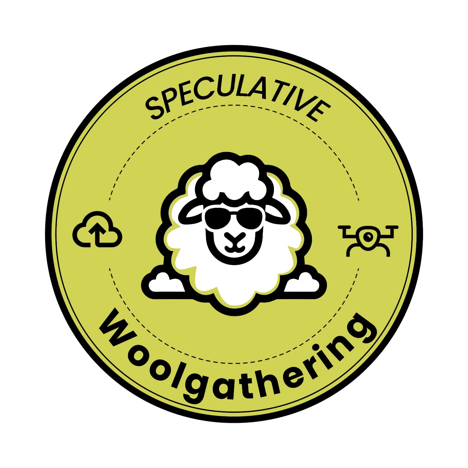a circular logo of a sheep on a green background