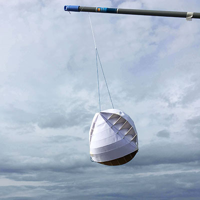 o innovations Blade-less wind turbine, a pendulum-like device suspended in the air