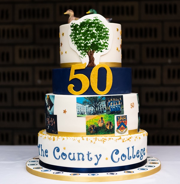 Photo of the County College 50th Anniversary celebration cake
