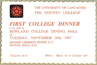 Copy of very first County dinner invitation from 1967