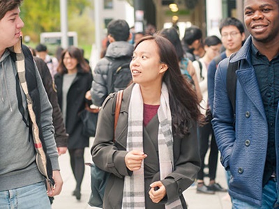 Students walking through Lancaster University