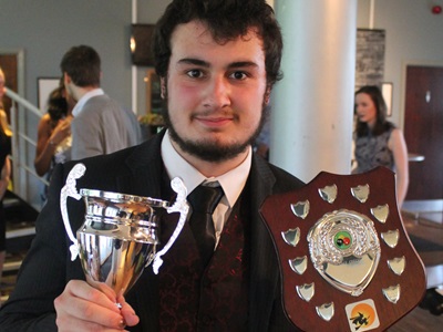 Student with sports awards