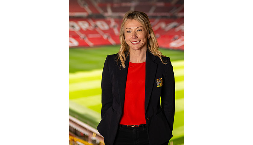Collette Roche inside Manchester united football ground