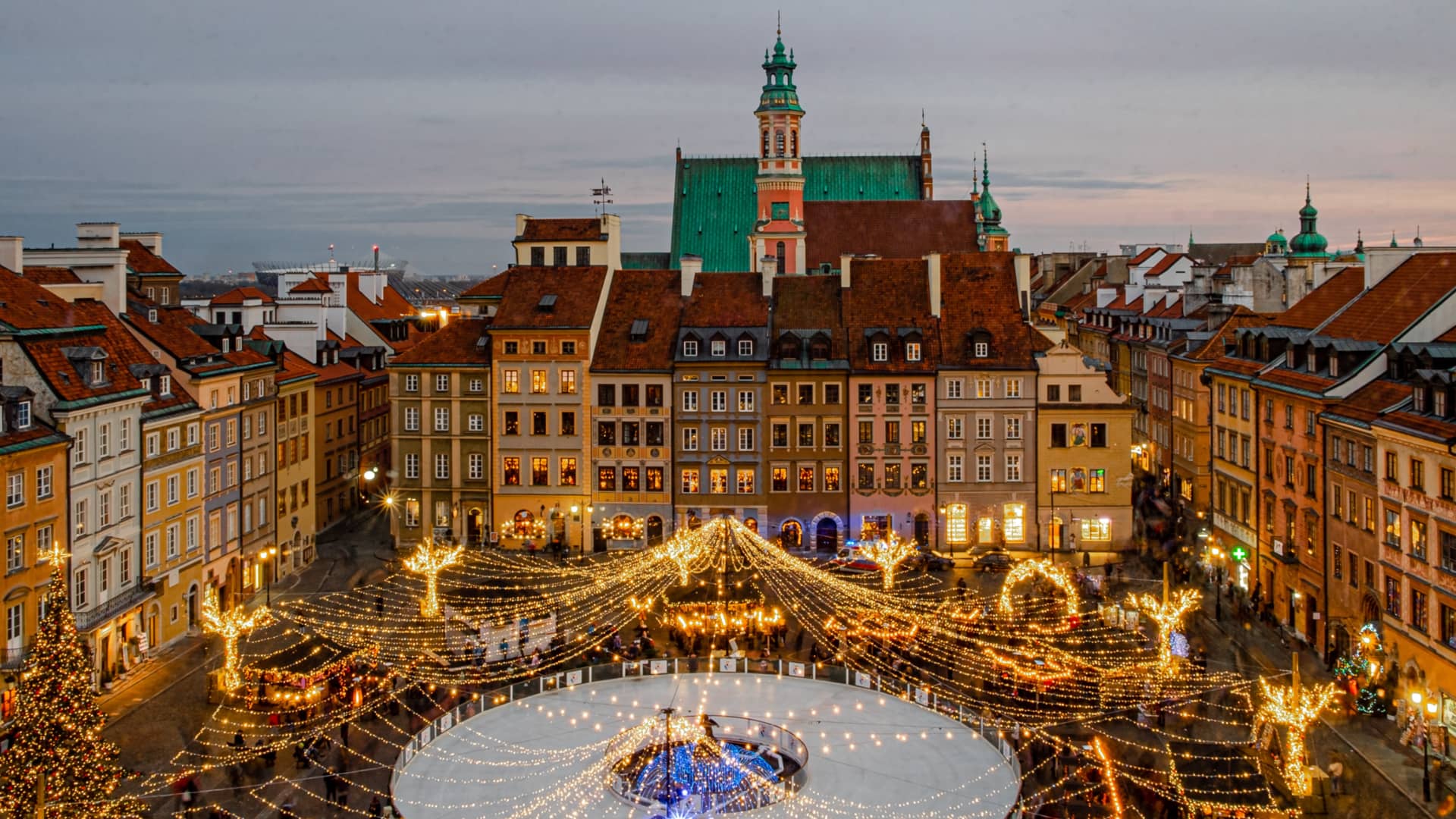A market square in the old town area of Warsaw
