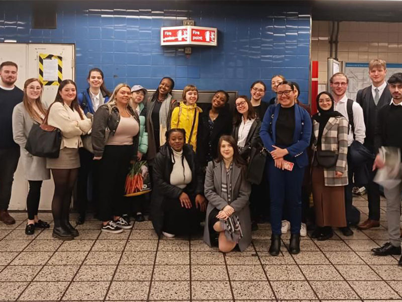 Group of students on Capital Connections trip pose for group photo