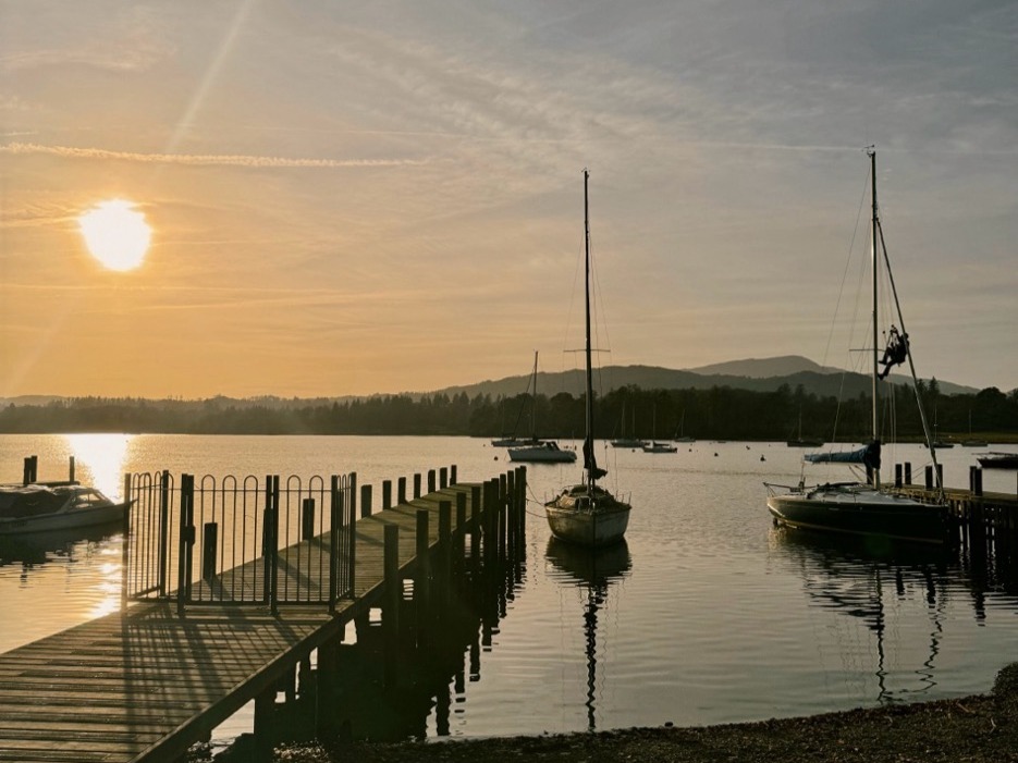 A sunset near the shore of Lake Windermere.