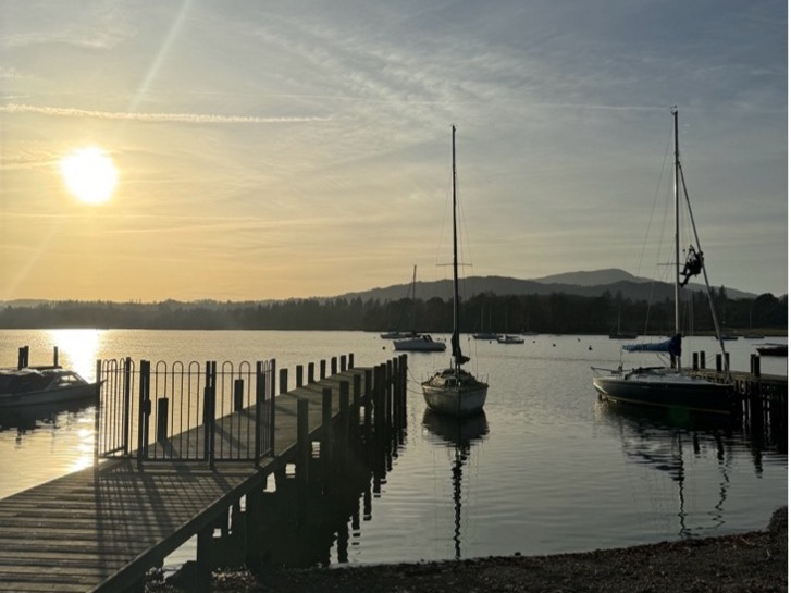 A sunset near the shore of Lake Windermere.