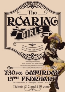 A poster for a theatrical production of the Roaring Girls