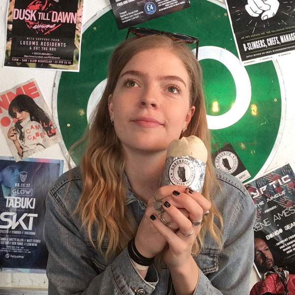 Maddie with a burrito