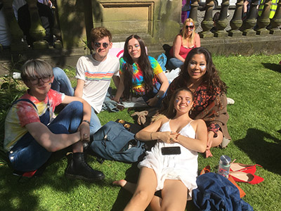 Tom with friends from the LGBTQ society