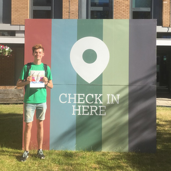 Tom outside the LEC building on an open day