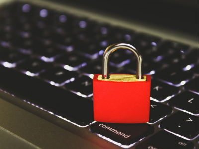 Red lock on laptop