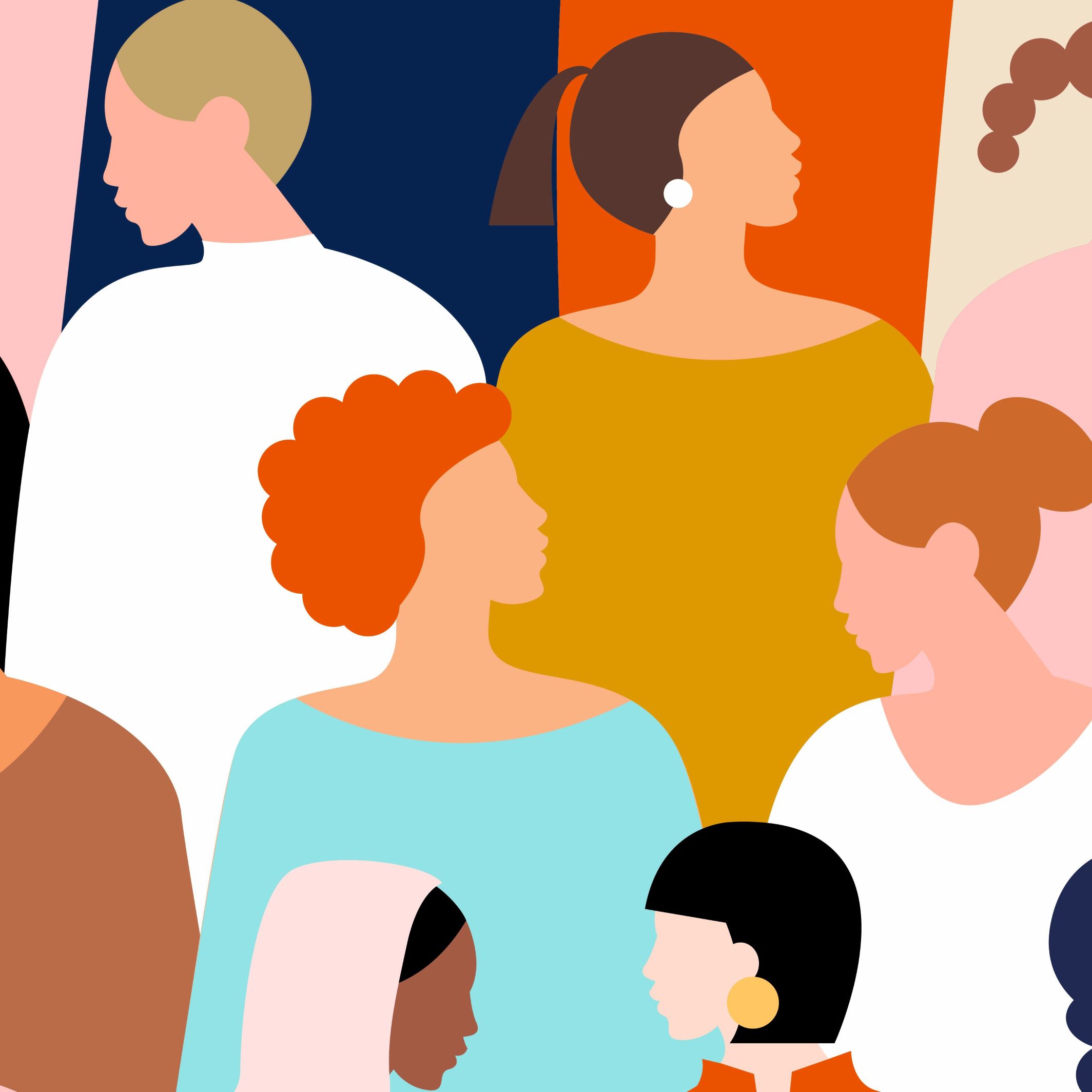 Illustration of various people talking with each other