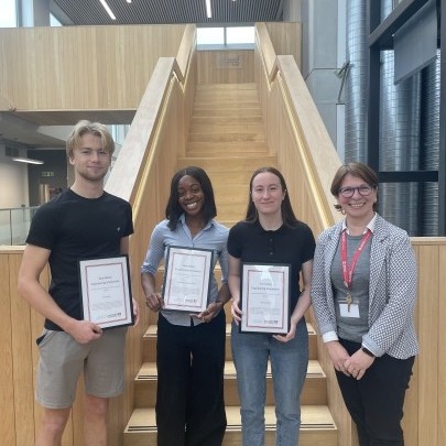 Hannah Scott, Matthew Anittenyor and Ben Sherry receive the Tom Millen Scholarship
