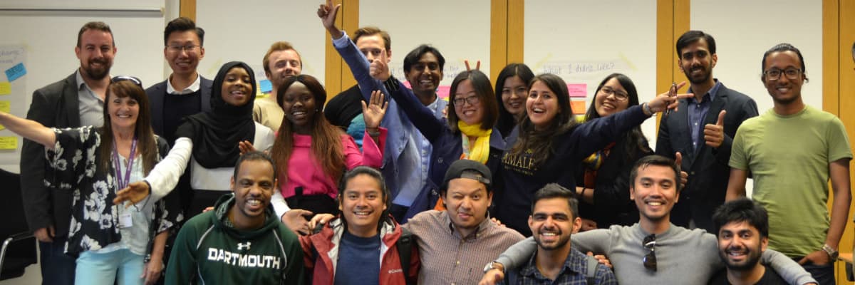Group of international students looking happy