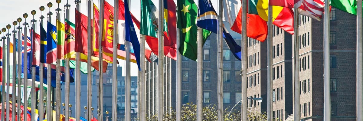 Flags of all nations outside the UN in New York City