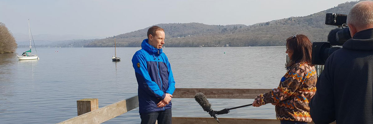 The Press office filming at Lake Windermere.