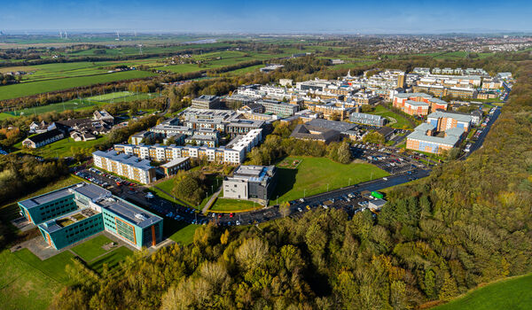 An aerial image of the Lancaster campus.
