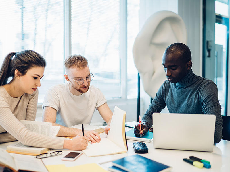 A group in an office talikng