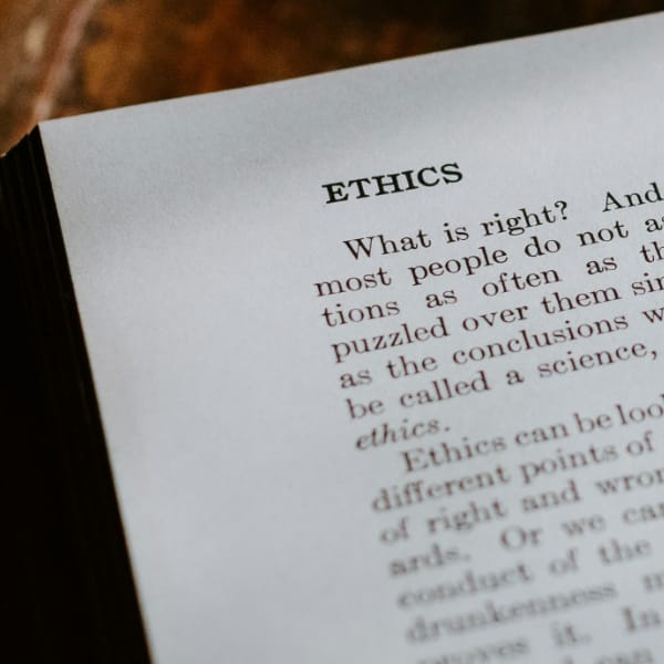 ethics text on ipad screen