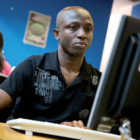 Student at computer