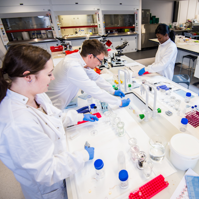 Two students on bikes in the Human Performance Lab