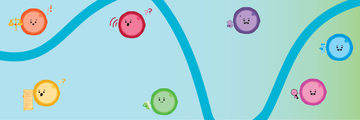 Different coloured cells with faces