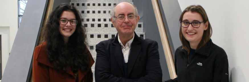 L-R: Luhtu Murphy; Professor Roger Jones, Head of Physics Department; Isobel Mawby