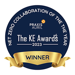 The badge for the winner of the KE Net Zero collaboration of the year