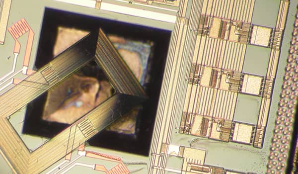 A close-up photograph of Sensor Engineering technology
<br />