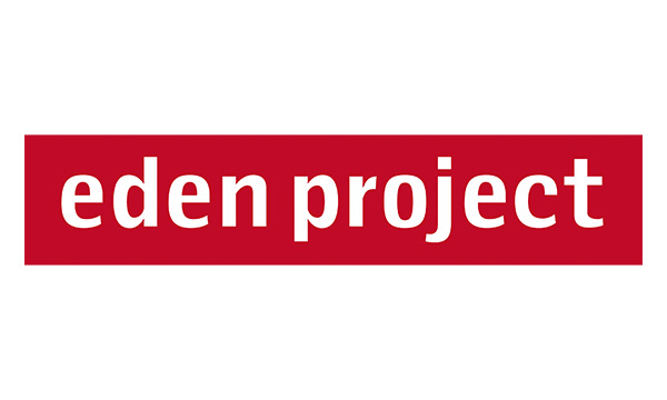 The Eden Project logo, white letters on a red background