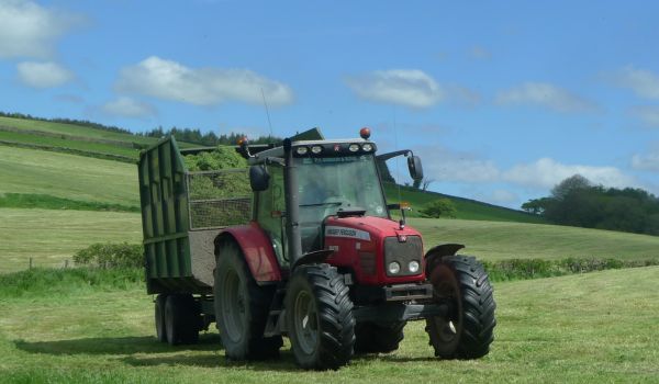 A tractor in a field