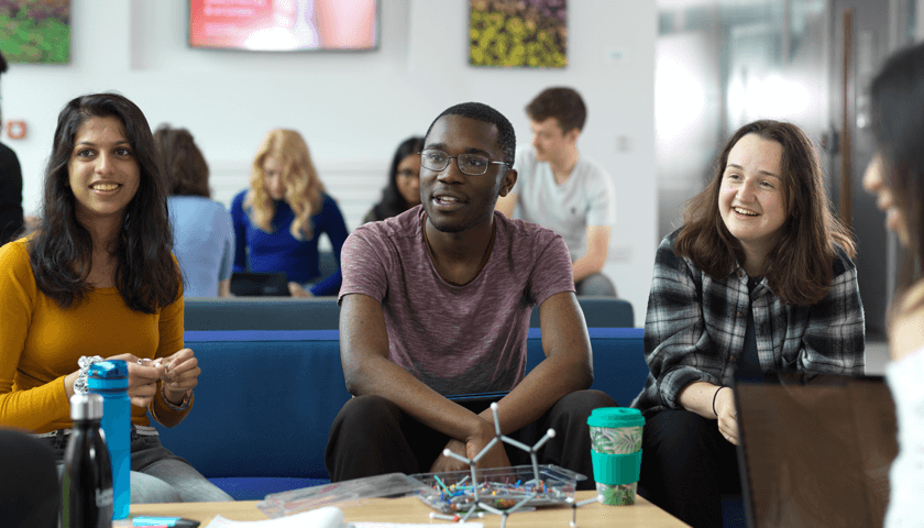 Students sat in the Chemistry Atrium