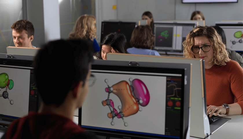 Students in the Computational chemistry lab