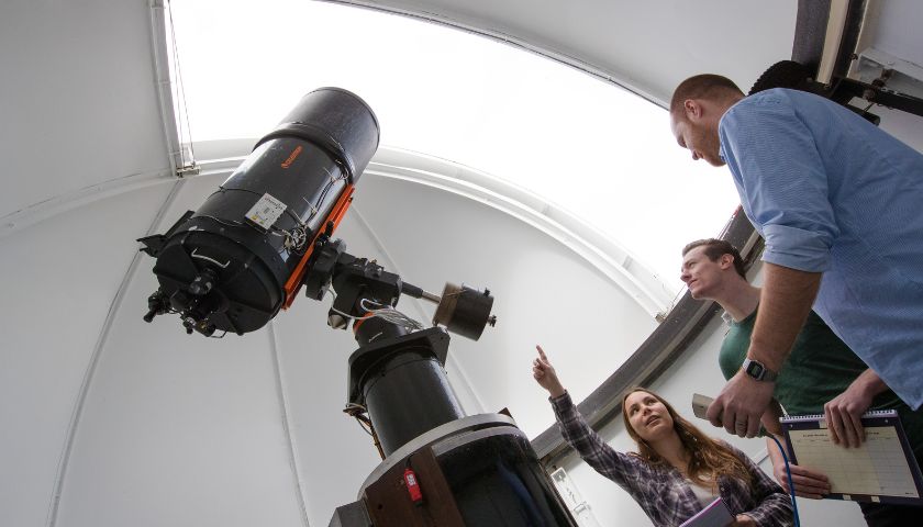 Staff and students in the Dome