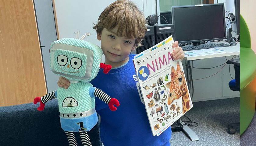 Jago holding Beep Beep