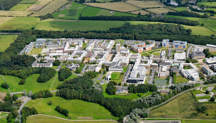 An aerial view of Lancaster University