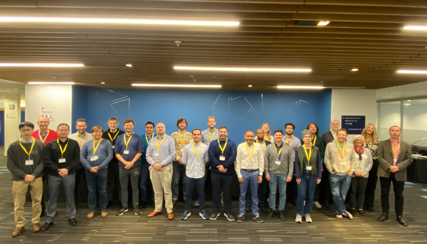 The AIRS team stood inside the TIC building at the University of Strathclyde