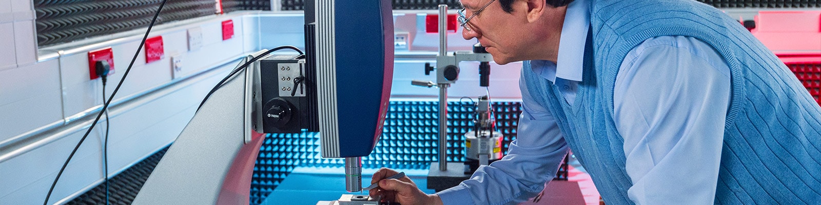 An academic examining a sample