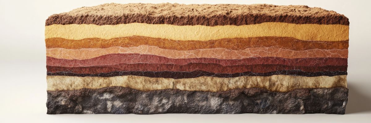 A cross-section of soil layers