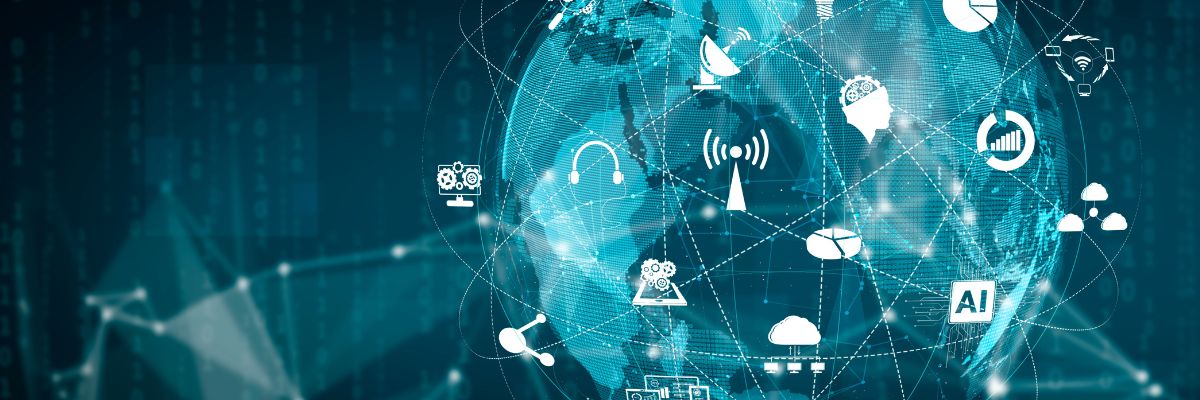 A person holding an abstract depiction of comms systems