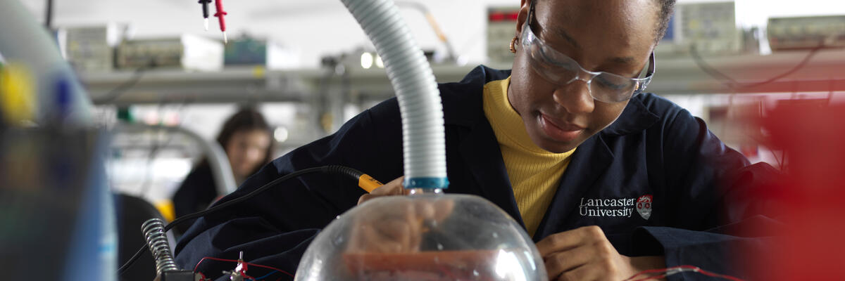 A student soldering components