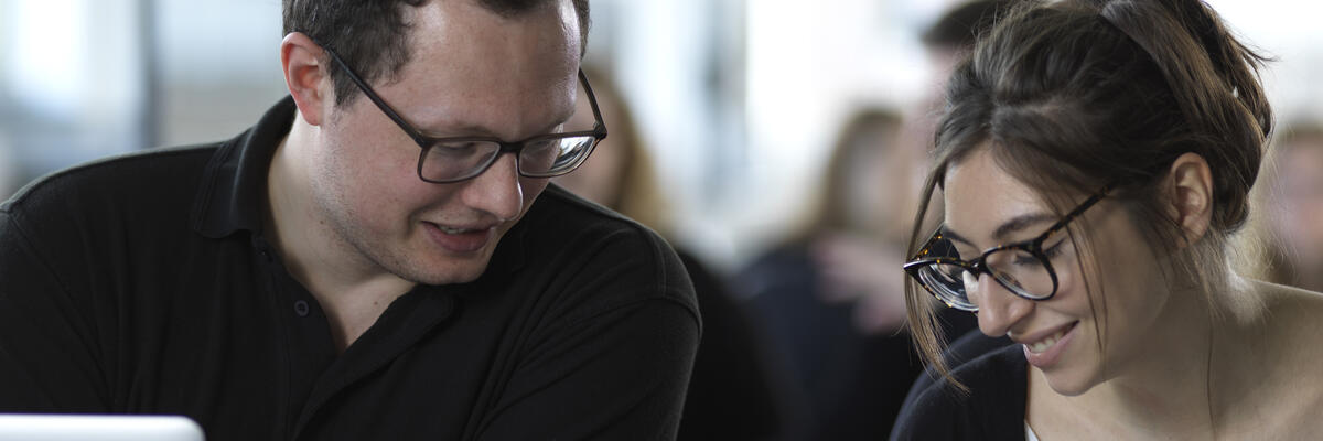 Two students in the Psychology Levy Lab