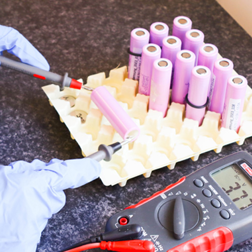 Testing a battery with a volt metre