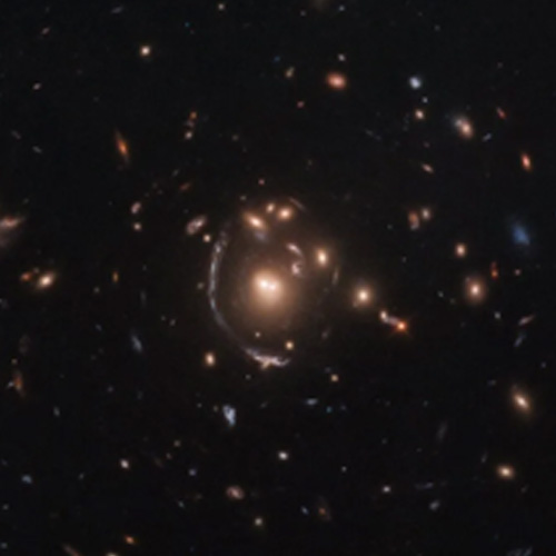 Gravitational lensing occurring around a star in space