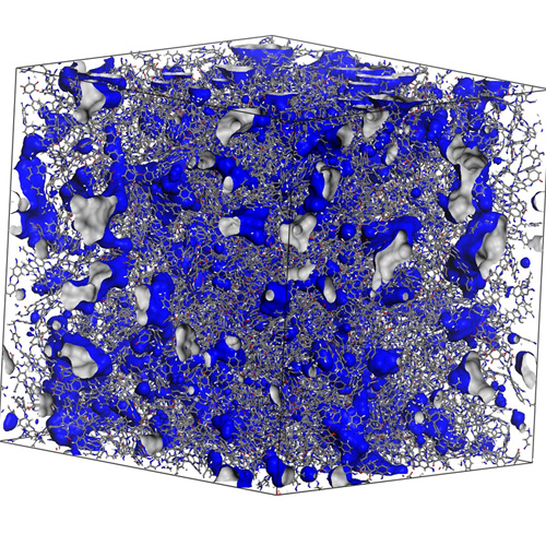 A diagram of atoms in a crystalline structure