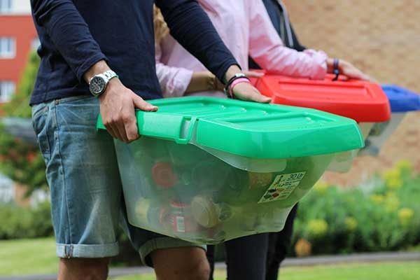 Students carrying out the recycling